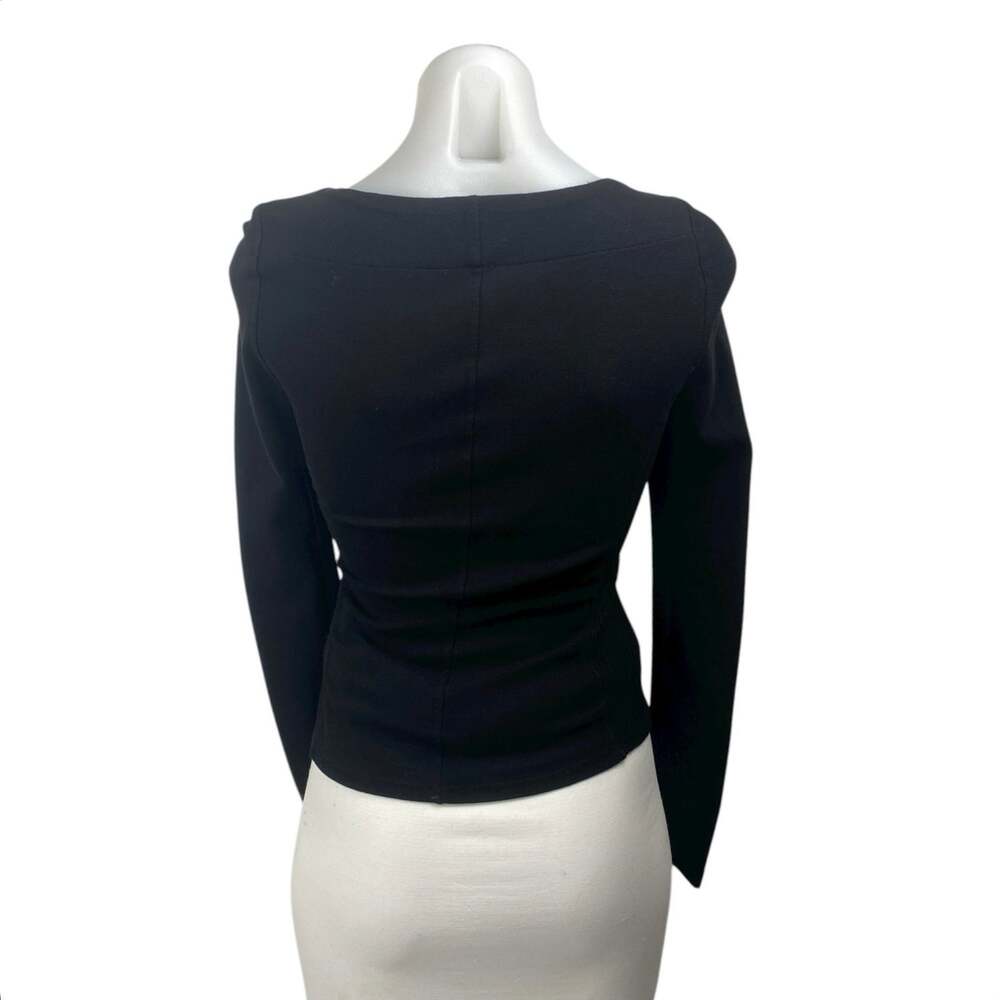 Free People Looking Back Black Long Sleeve Lace Up Blouse T Shirt Top Size XS - Picture 2 of 5